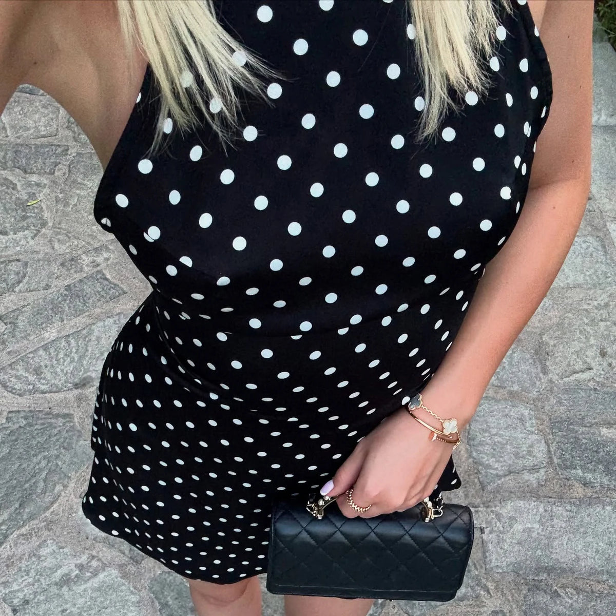 Vestido halter lunares mujer minivestido ajustado espalda descubierta
