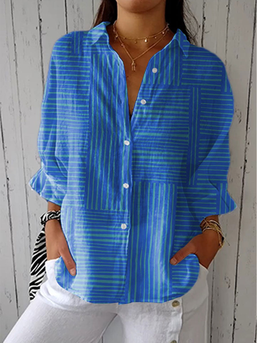 Blusa Tropical de Verano Estampada Mujer Escote V