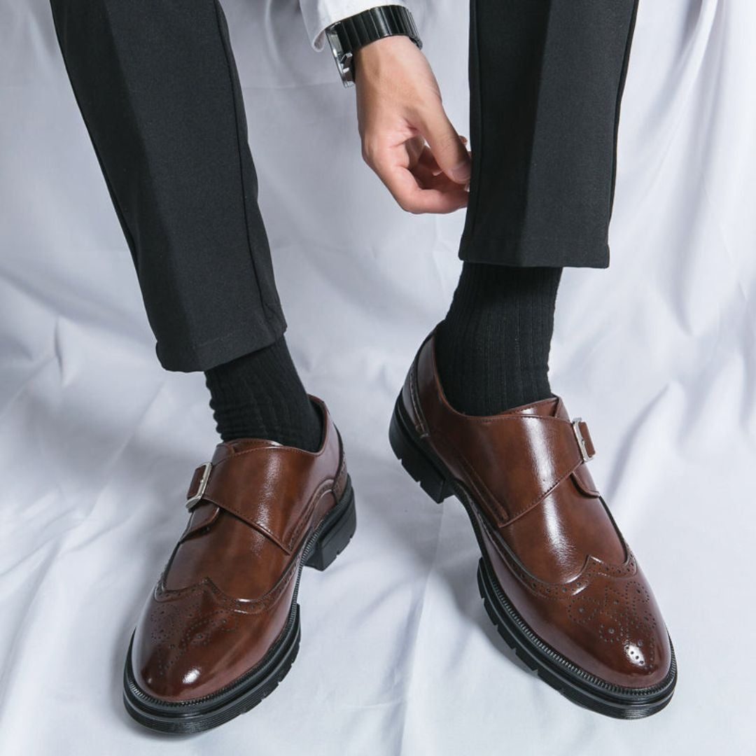 Zapatos de Vestir Monk Strap Hombre Piel Hebilla Brogue