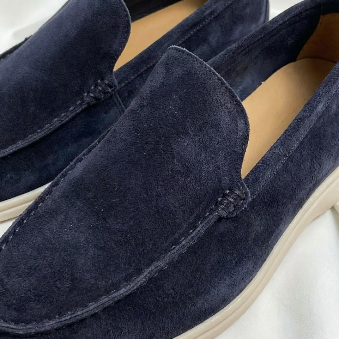Mocasines Hombre Sin Cordones Costuras Vistas Suela en Contraste