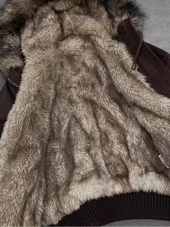 Chaqueta con capucha forro de lana mujer vintage Y2K