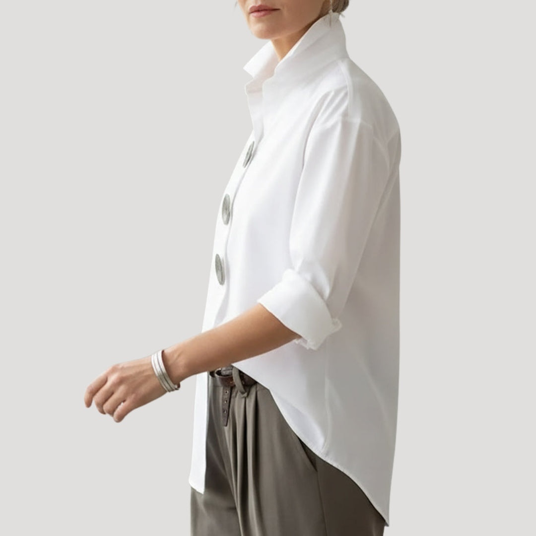 Camisa Elegante de Botones Mujer Cuello Alto