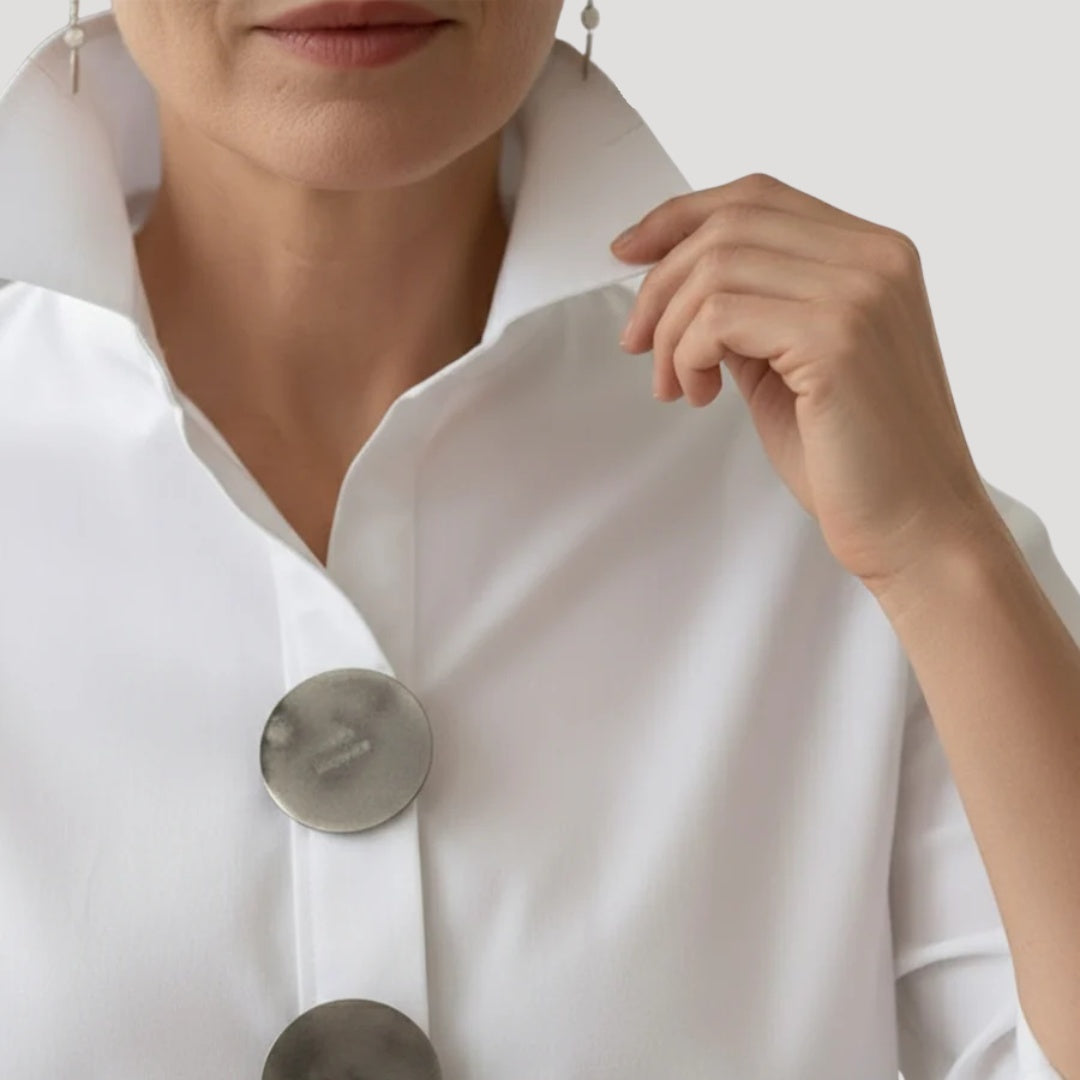Camisa Elegante de Botones Mujer Cuello Alto