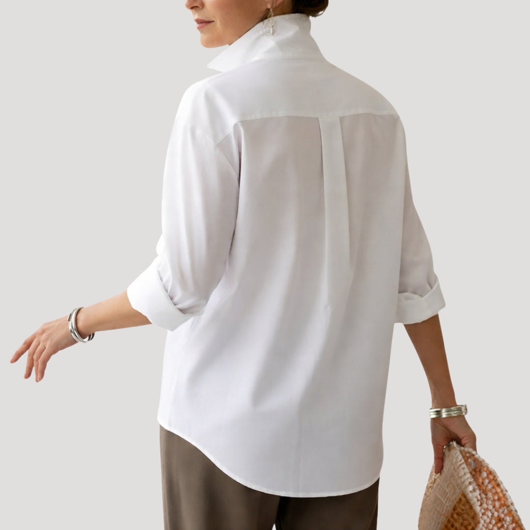 Camisa Elegante de Botones Mujer Cuello Alto