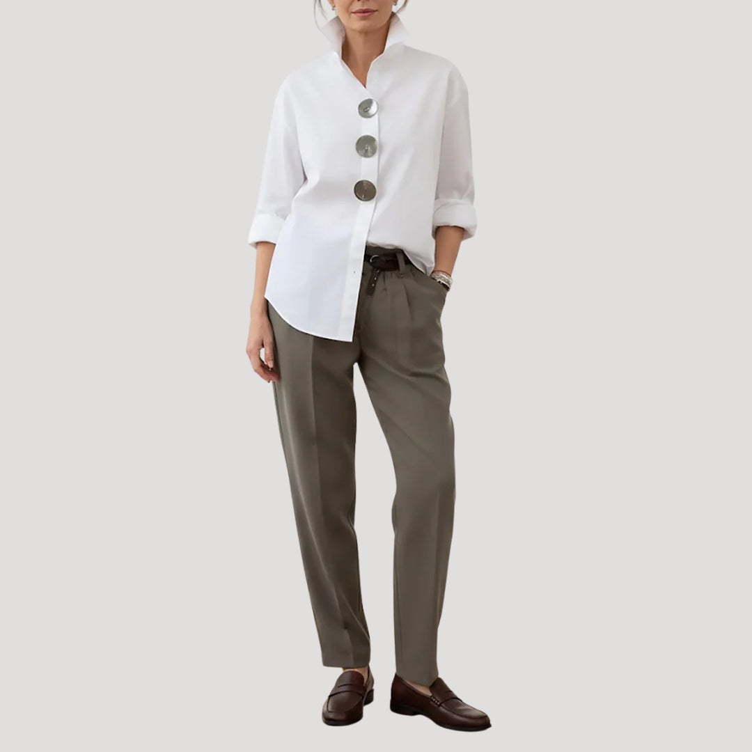 Camisa Elegante de Botones Mujer Cuello Alto