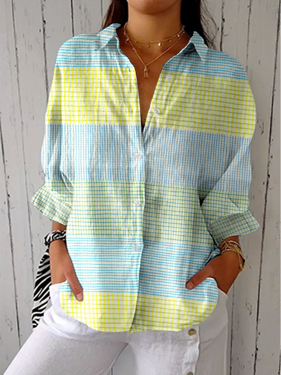 Blusa Tropical de Verano Estampada Mujer Escote V