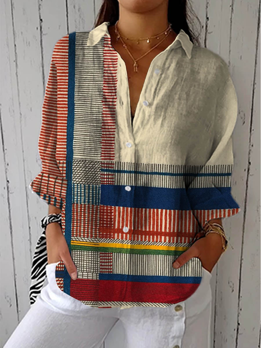 Blusa Tropical de Verano Estampada Mujer Escote V