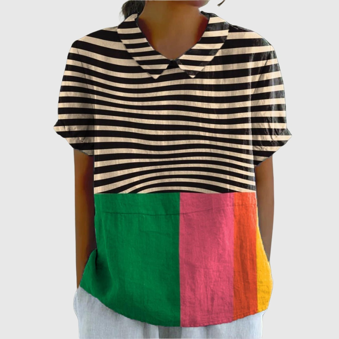 Camisa Oversize de Verano Estampada de Manga Corta Mujer