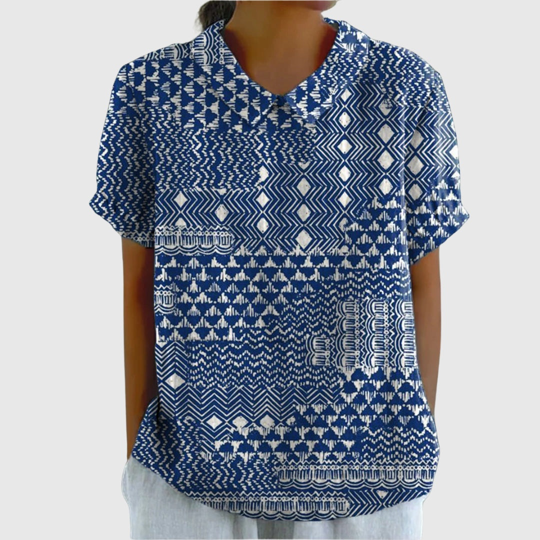 Camisa Oversize de Verano Estampada de Manga Corta Mujer