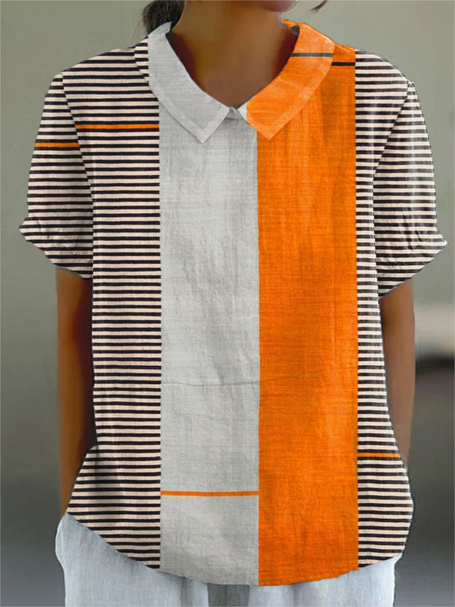 Camisa Oversize de Verano Estampada de Manga Corta Mujer