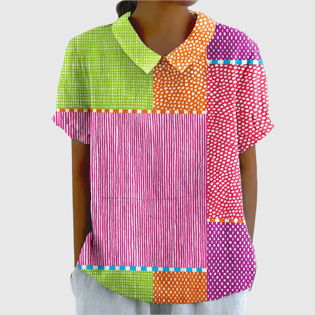 Camisa Oversize de Verano Estampada de Manga Corta Mujer