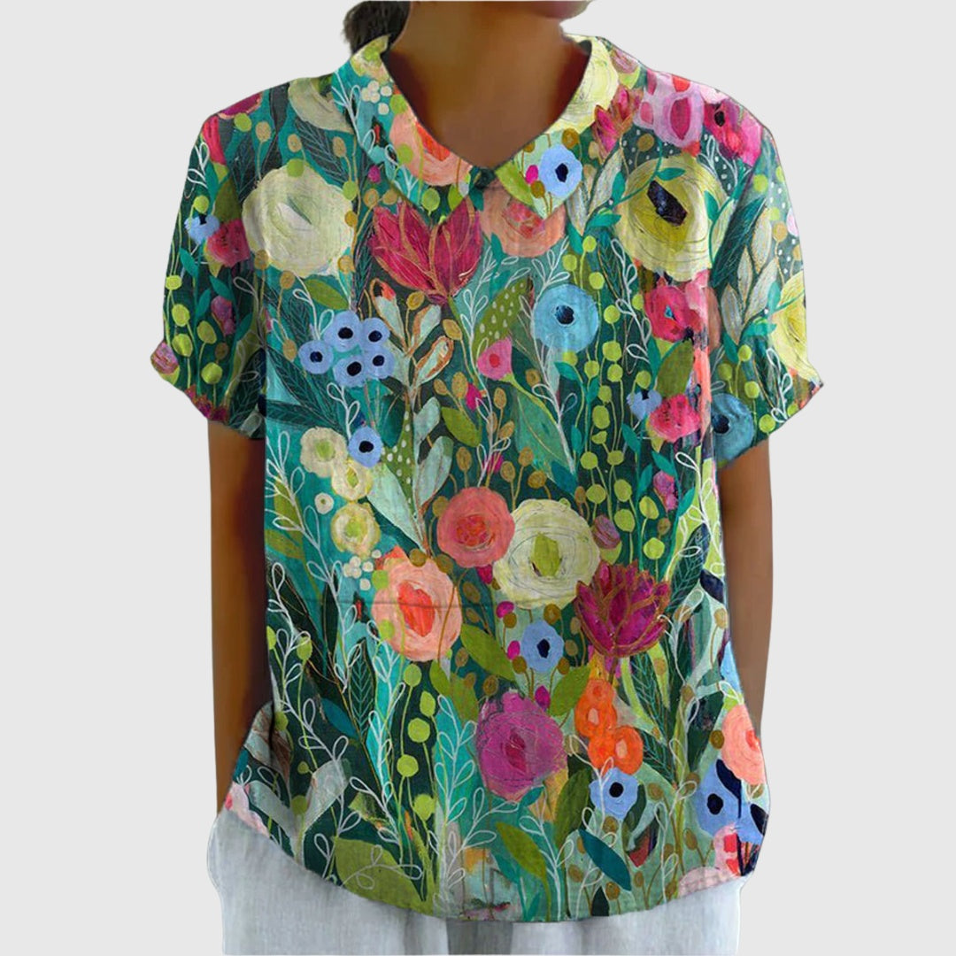 Camisa Oversize de Verano Estampada de Manga Corta Mujer