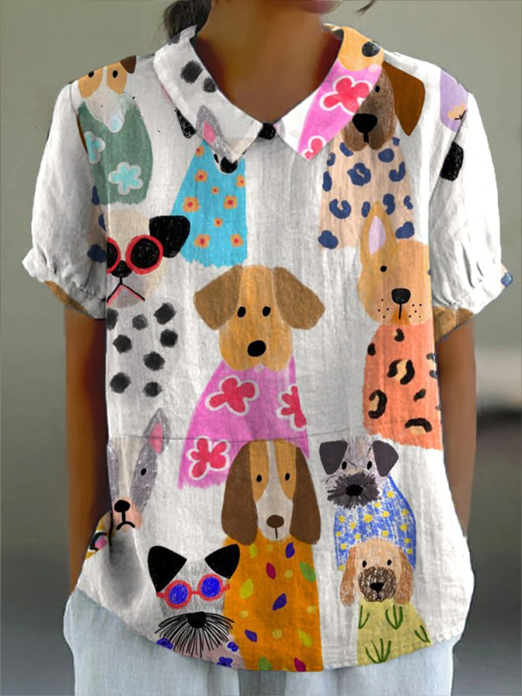 Camisa Oversize de Verano Estampada de Manga Corta Mujer
