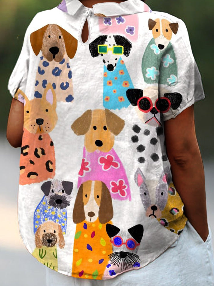 Camisa Oversize de Verano Estampada de Manga Corta Mujer