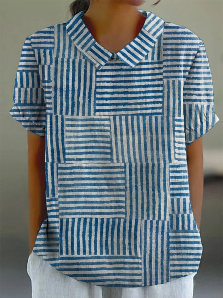 Camisa Oversize de Verano Estampada de Manga Corta Mujer