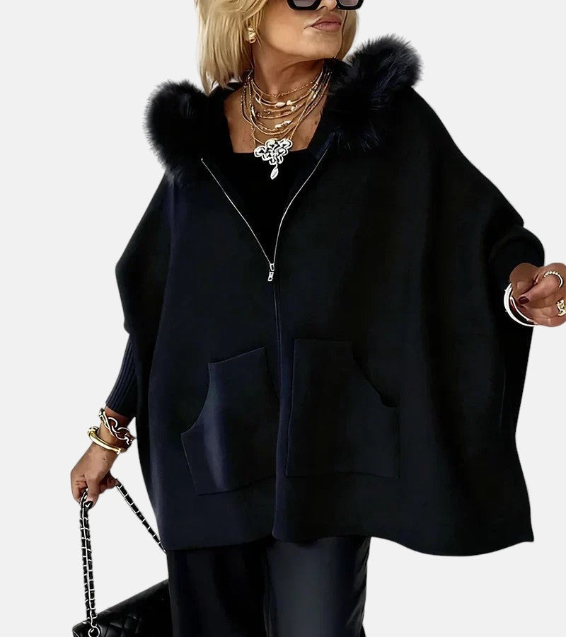 Sudadera con Capucha y Cremallera Oversize Mujer Pelo Bolsillos