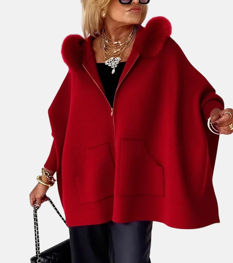 Sudadera con Capucha y Cremallera Oversize Mujer Pelo Bolsillos
