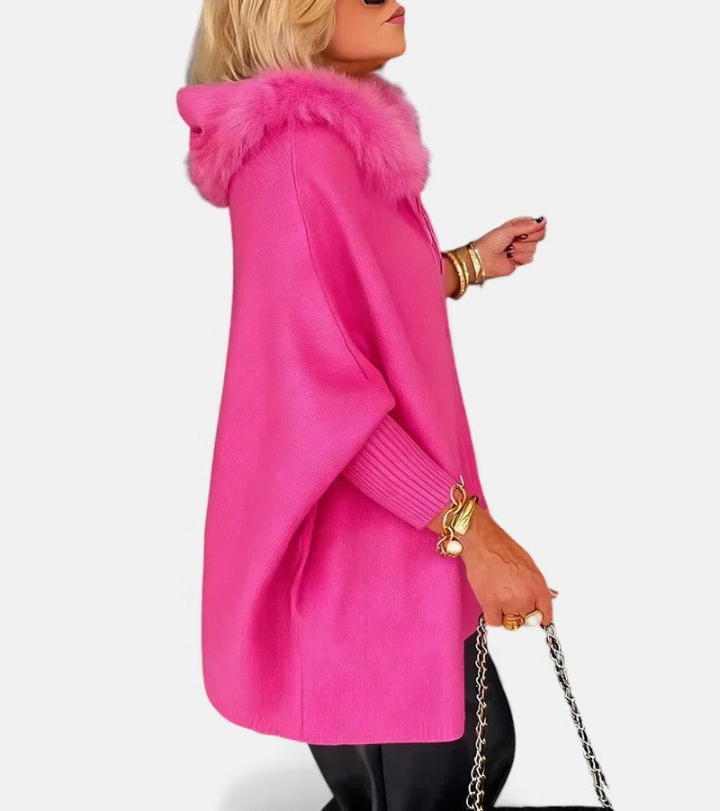 Sudadera con Capucha y Cremallera Oversize Mujer Pelo Bolsillos