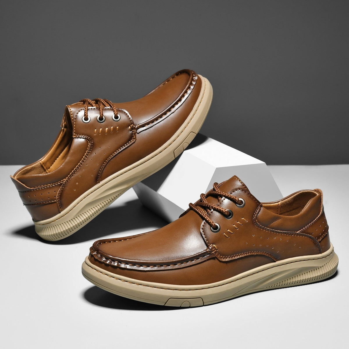 Zapatos Casuales de Piel Hombre Suela Gruesa