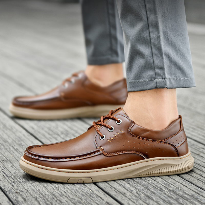 Zapatos Casuales de Piel Hombre Suela Gruesa