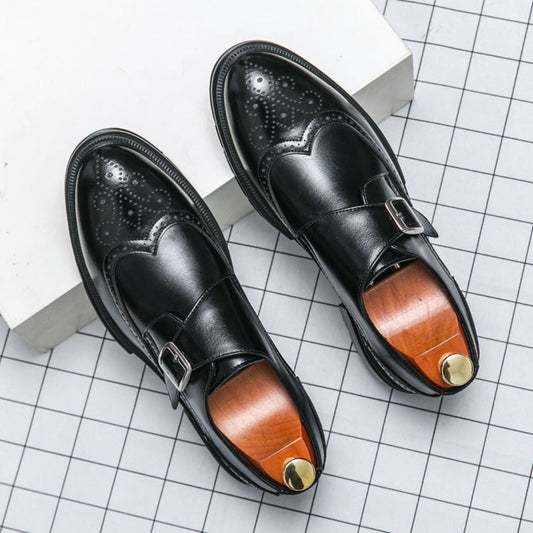 Zapatos de Vestir Monk Strap Hombre Piel Hebilla Brogue