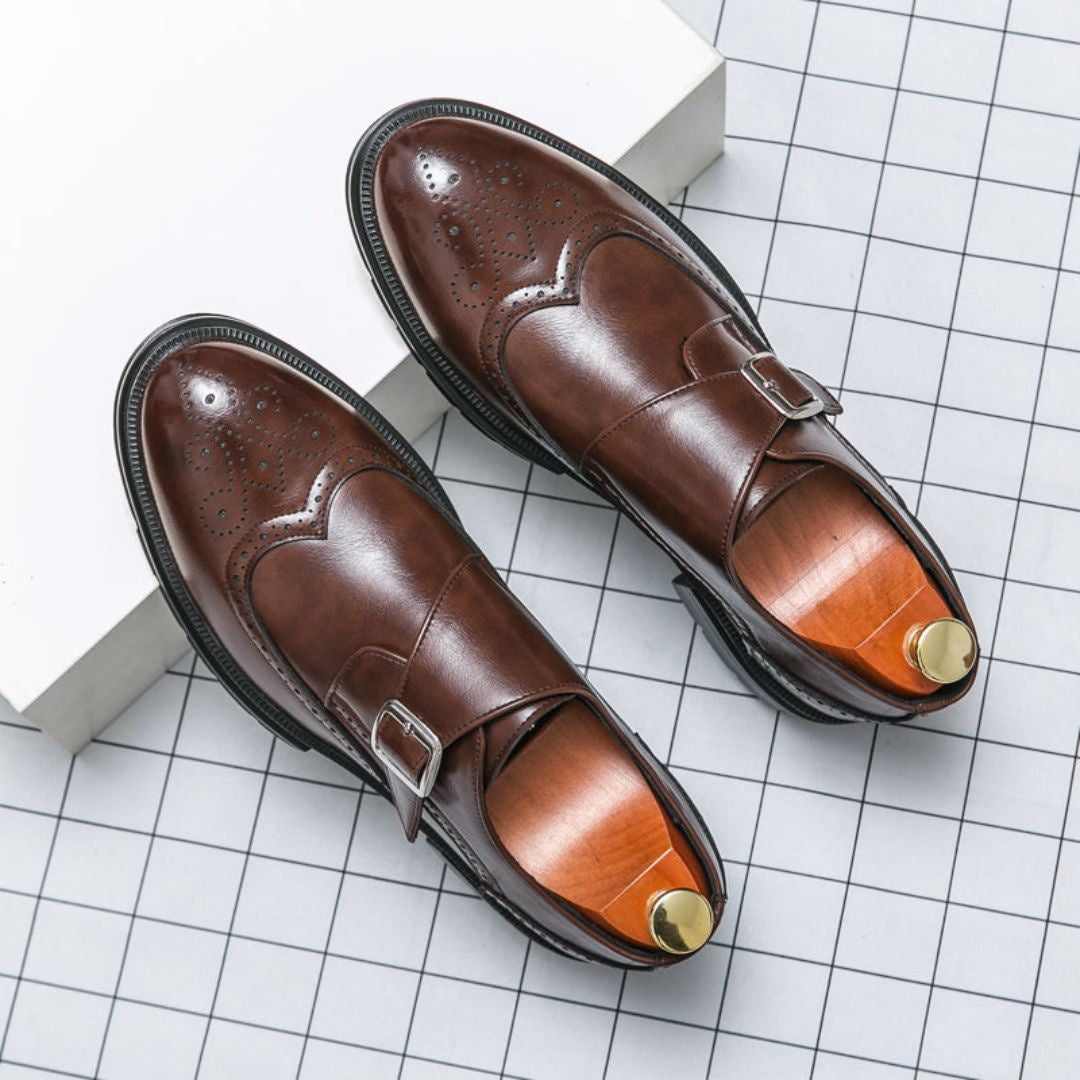 Zapatos de Vestir Monk Strap Hombre Piel Hebilla Brogue