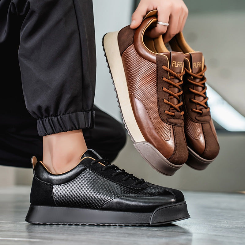 Zapatillas de Piel Hombre Casual Cordones Suela Plana