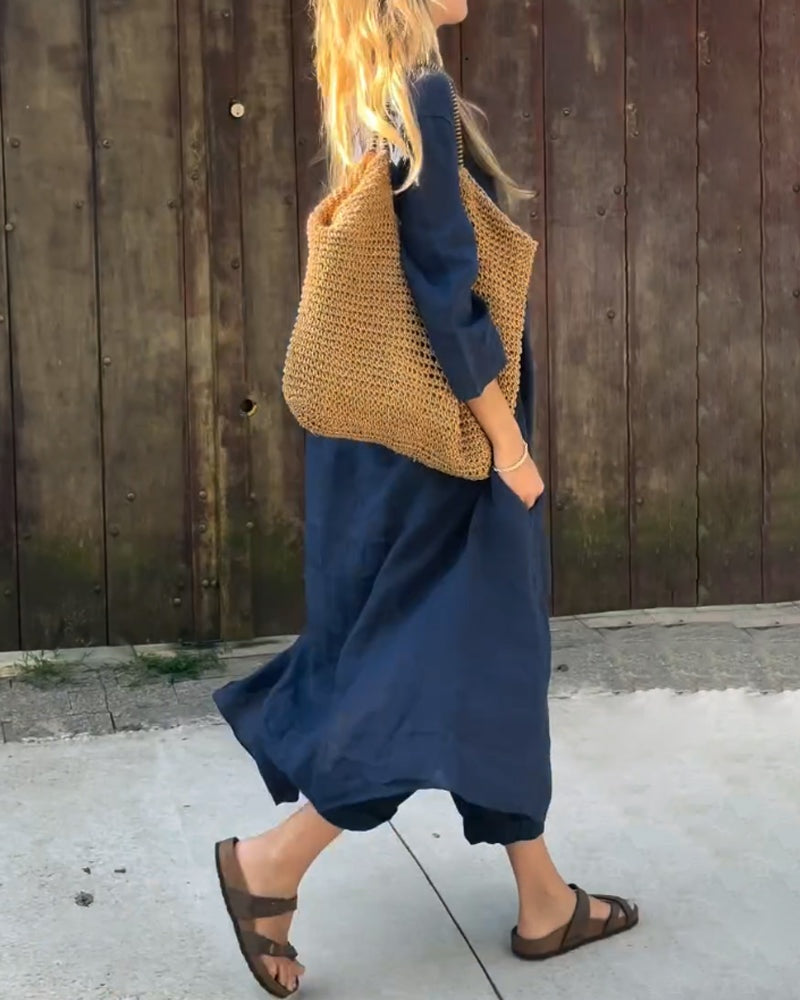 Conjunto de Lino Casual Mujer Pantalón y Blusa