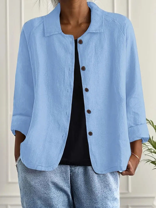 Chaqueta de Lino con Botones Mujer Manga Larga